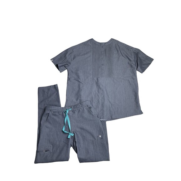 FIGS Other - Figs Mua Pintuck Scrub Set Women Gray Technical Collection Top & Bottom size XXS